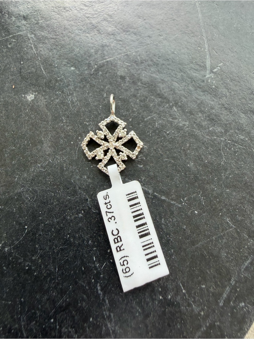 14kt White Gold Diamond Cross Pendant Necklace Charm